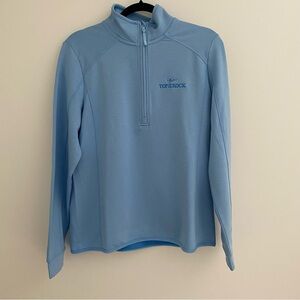 Vineyard Vines Women's Medium Blue Embroidered Quarter Zip Performance Sweater